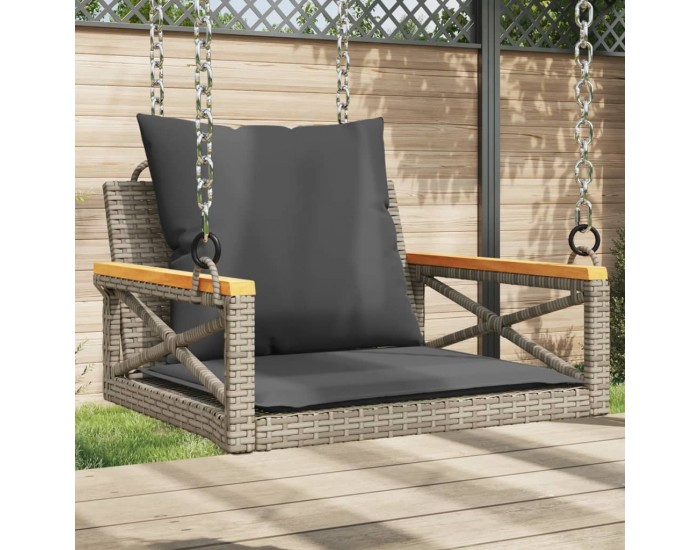 Sonata H Пейка-люлка с възглавници, сива, 63x62x40 см, полиратан