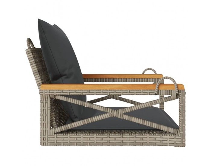 Sonata H Пейка-люлка с възглавници, сива, 63x62x40 см, полиратан