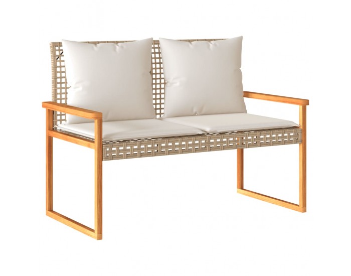 Sonata H Градинска пейка с възглавница бежов микс полиратан и акация
