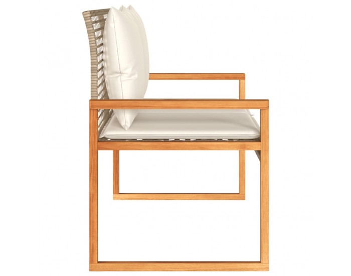 Sonata H Градинска пейка с възглавница бежов микс полиратан и акация