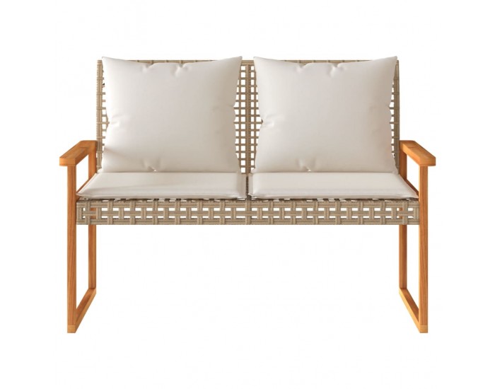 Sonata H Градинска пейка с възглавница бежов микс полиратан и акация