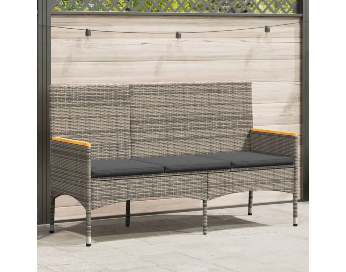 Sonata H Градинска пейка 3-местна с възглавници сив полиратан