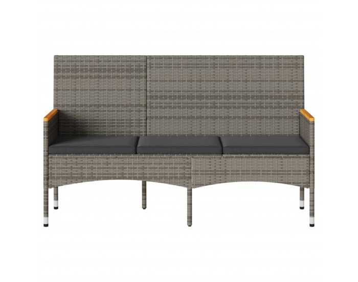 Sonata H Градинска пейка 3-местна с възглавници сив полиратан