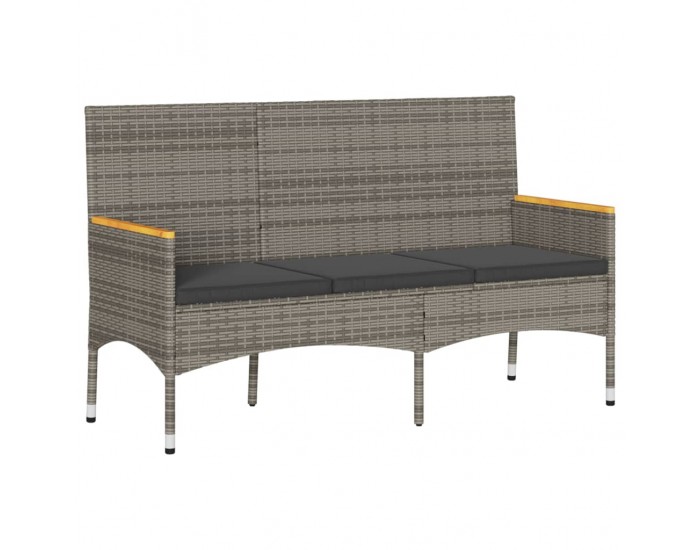 Sonata H Градинска пейка 3-местна с възглавници сив полиратан