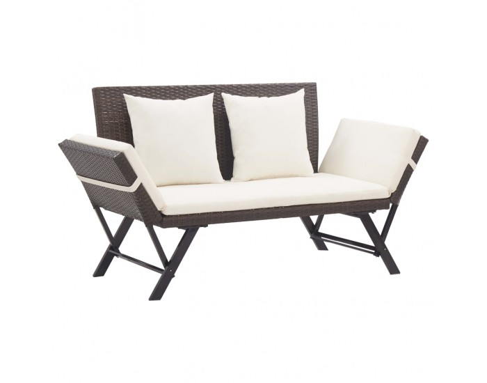 Sonata H Градинска пейка с възглавници, кафява, 176 см, полиратан