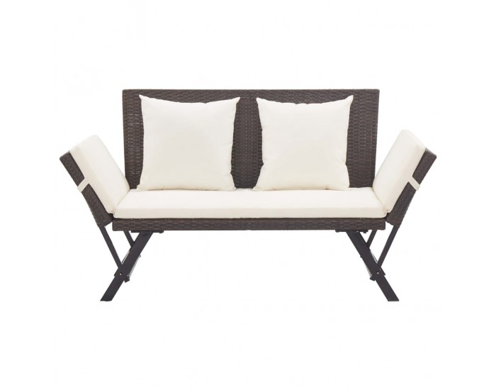 Sonata H Градинска пейка с възглавници, кафява, 176 см, полиратан