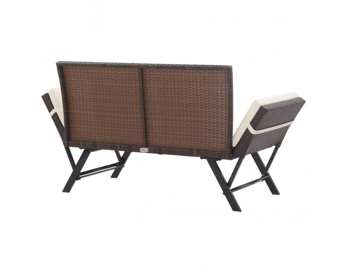 Sonata H Градинска пейка с възглавници, кафява, 176 см, полиратан
