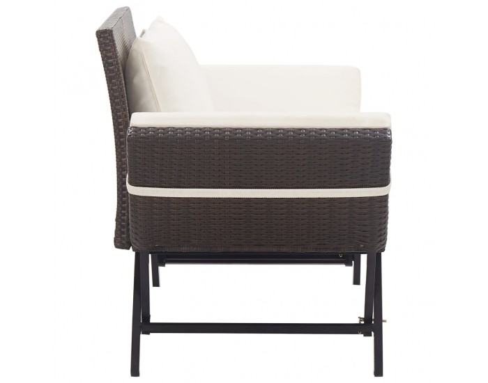 Sonata H Градинска пейка с възглавници, кафява, 176 см, полиратан