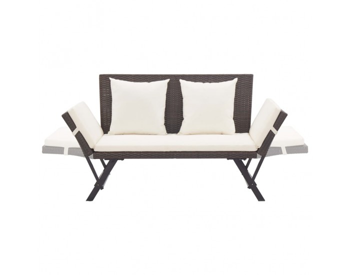 Sonata H Градинска пейка с възглавници, кафява, 176 см, полиратан