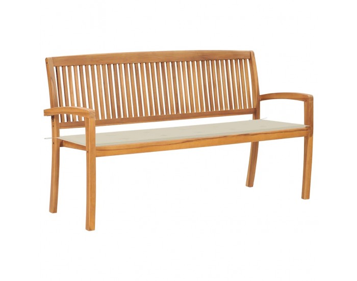 Sonata H Стифираща градинска пейка с възглавница, 159 см, тик масив