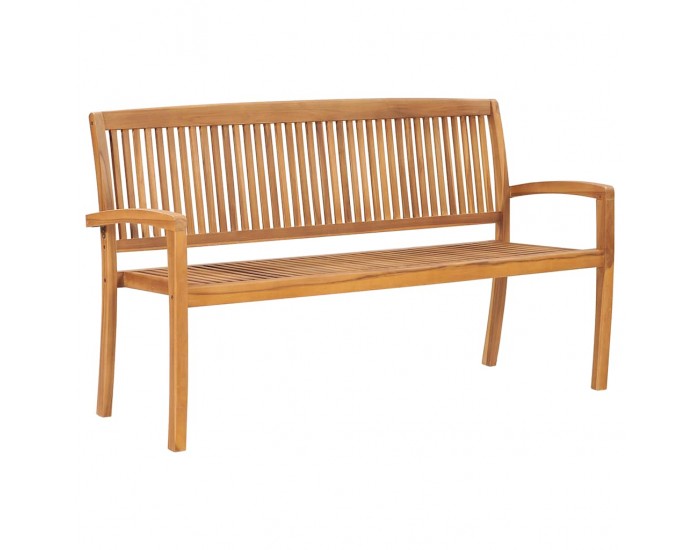 Sonata H Стифираща градинска пейка с възглавница, 159 см, тик масив