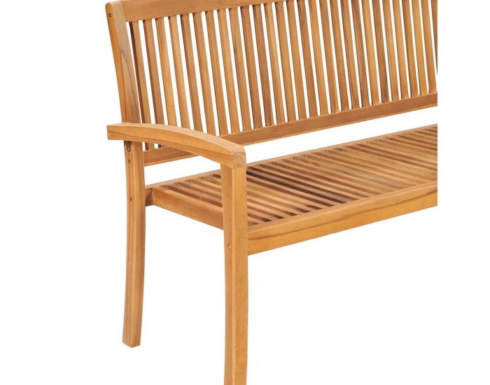 Sonata H Стифираща градинска пейка с възглавница, 159 см, тик масив