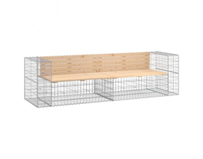 Sonata H Градинска пейка с габионен дизайн 244x71x65,5 см бор масив