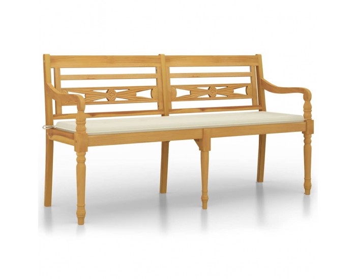 Sonata H Пейка Батавия с кремава възглавница, 150 см, тик масив