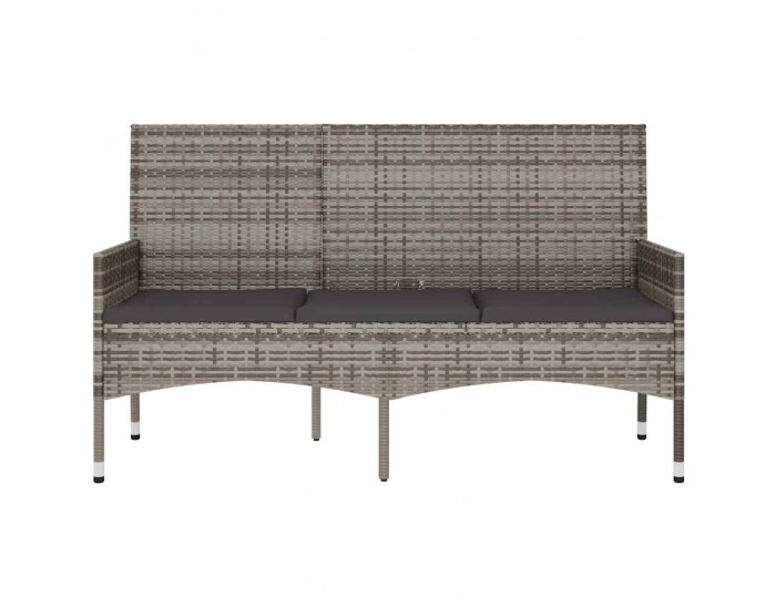 Sonata H 3-местна градинска пейка с възглавници, сива, полиратан