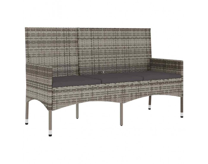 Sonata H 3-местна градинска пейка с възглавници, сива, полиратан