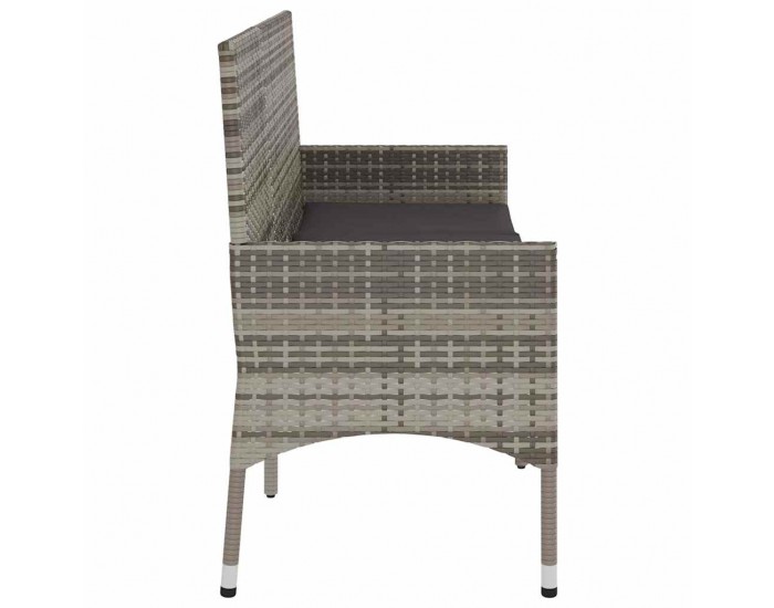 Sonata H 3-местна градинска пейка с възглавници, сива, полиратан