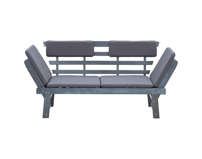 Sonata H Градинска пейка с възглавници 2-в-1, 190 см, сива, акация масив