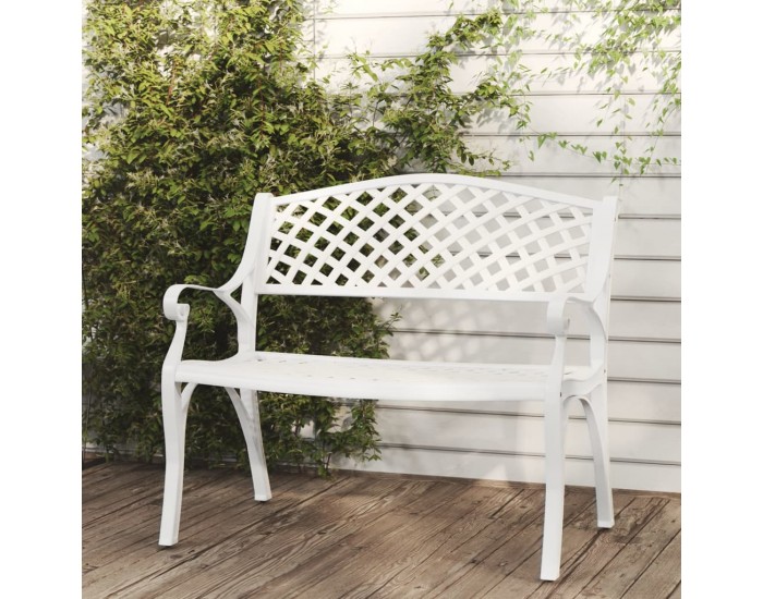 Sonata H Градинска пейка, 102 см, лят алуминий, бяла