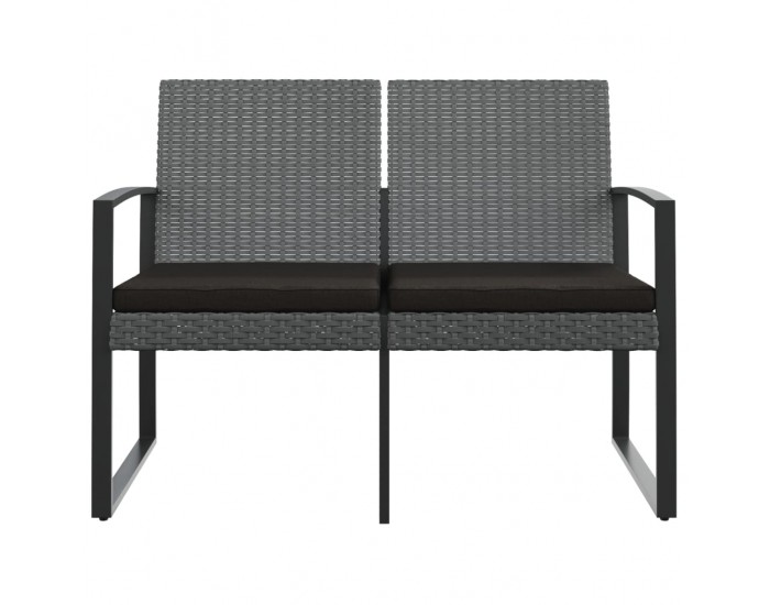 Sonata H 2-местна градинска пейка с възглавници, тъмносива, PP ратан