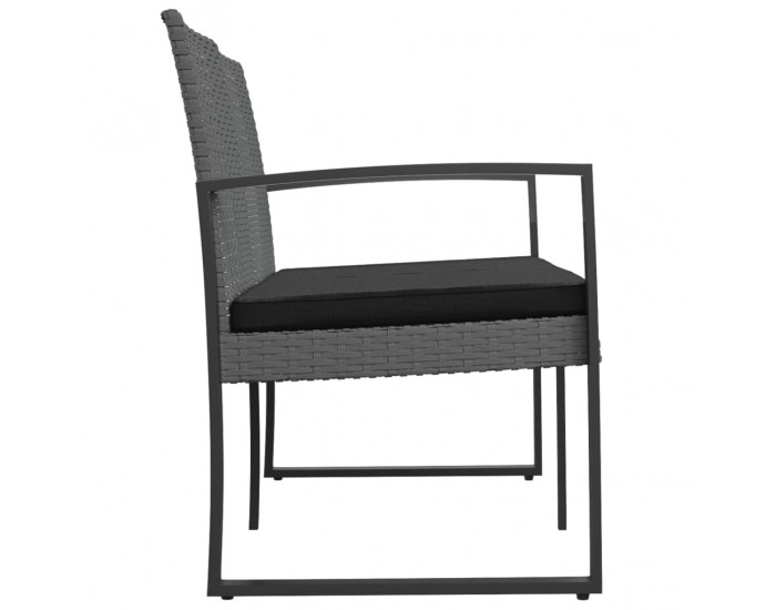 Sonata H 2-местна градинска пейка с възглавници, тъмносива, PP ратан