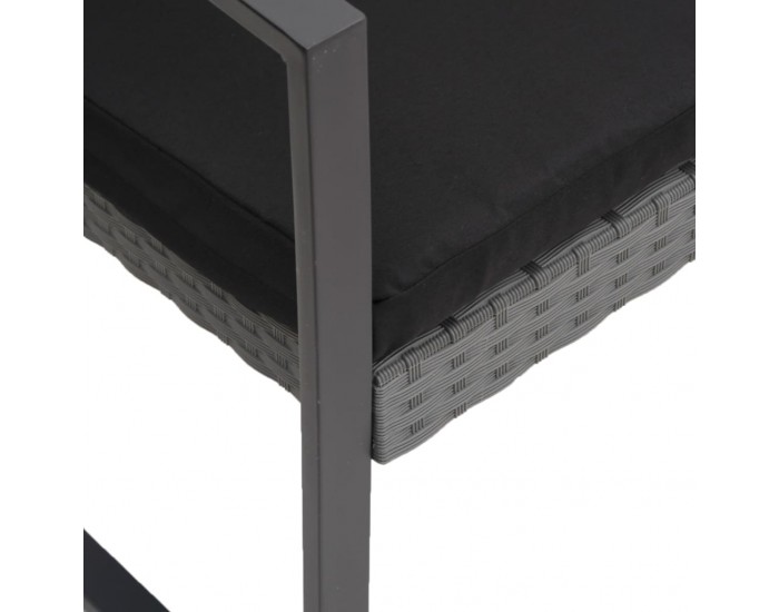 Sonata H 2-местна градинска пейка с възглавници, тъмносива, PP ратан