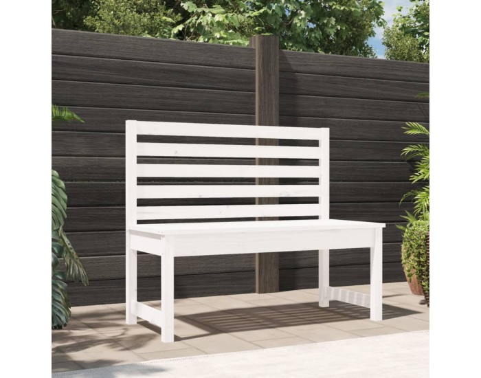 Sonata H Градинска пейка, бяла, 109 см, борово дърво масив