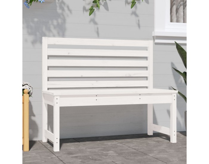 Sonata H Градинска пейка, бяла, 109 см, борово дърво масив