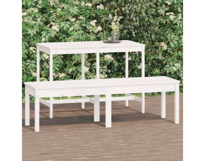 Sonata H 2-местна градинска пейка, бяла, 159,5x44x45 см, бор масив