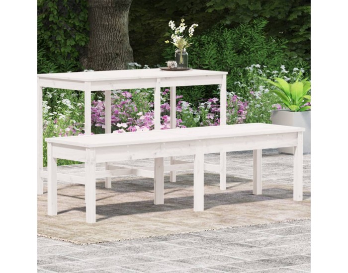 Sonata H 2-местна градинска пейка, бяла, 159,5x44x45 см, бор масив