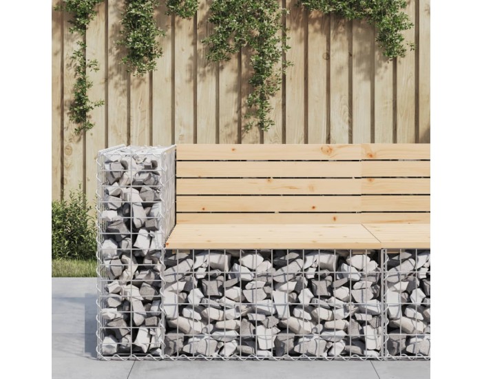 Sonata H Градинска пейка габионен дизайн 92x71x65,5 см бор масив