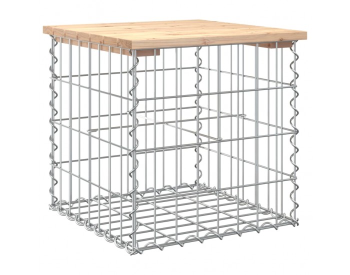 Sonata H Градинска пейка габионен дизайн 43x44x42 см борово дърво масив