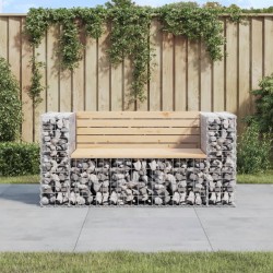 Sonata H Градинска пейка габионен дизайн 143x71x65,5 см бор масив - Градински Дивани и Пейки