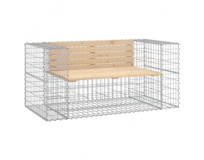 Sonata H Градинска пейка габионен дизайн 143x71x65,5 см бор масив