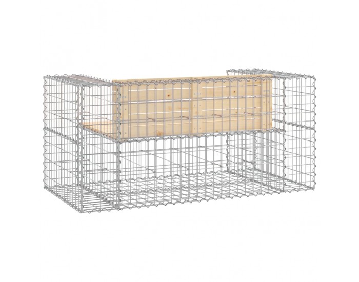 Sonata H Градинска пейка габионен дизайн 143x71x65,5 см бор масив