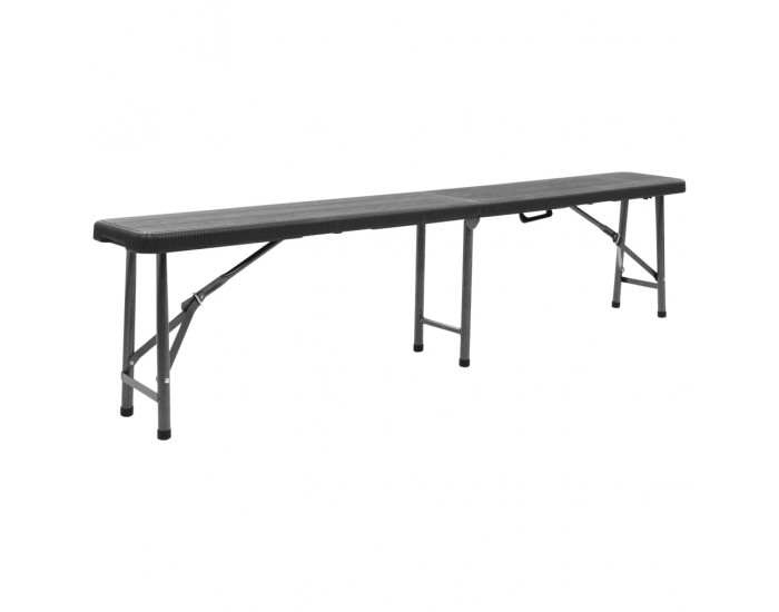 Sonata H Сгъваеми градински пейки, 2 бр, 180 см, HDPE, черни