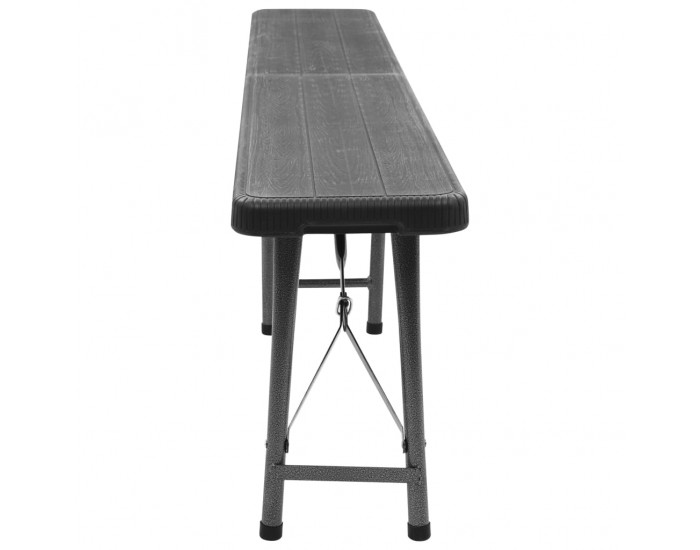 Sonata H Сгъваеми градински пейки, 2 бр, 180 см, HDPE, черни