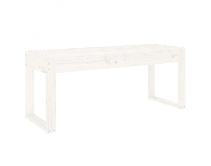 Sonata H Градинска пейка, бяла, 110x38x45 см, борово дърво масив