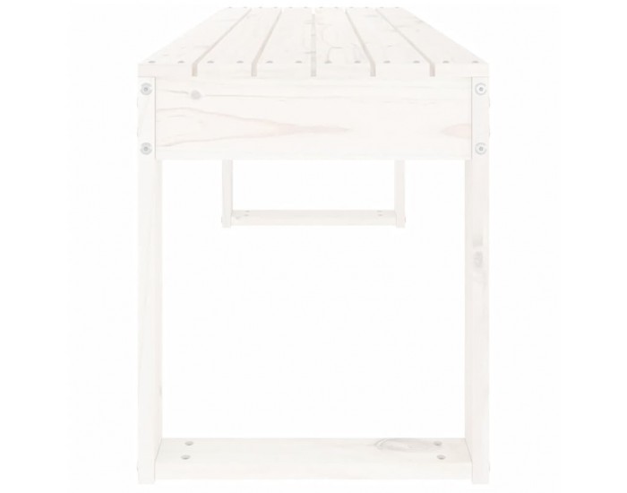 Sonata H Градинска пейка, бяла, 110x38x45 см, борово дърво масив