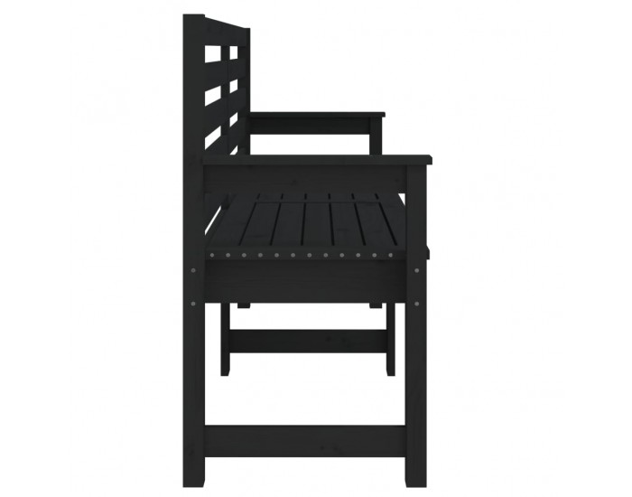 Sonata H Градинска пейка, черна, 159,5x48x91,5 см, борово дърво масив