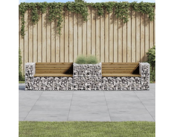 Sonata H Градинска пейка с кошница габион импрегнирана борова дървесина
