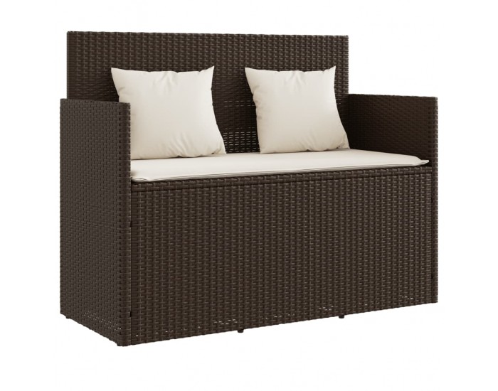 Sonata H Градинска пейка с възглавници, кафява, полиратан