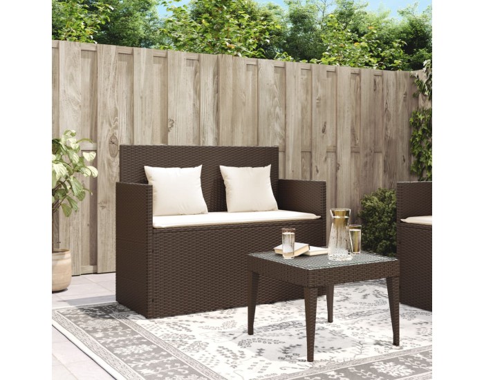 Sonata H Градинска пейка с възглавници, кафява, полиратан