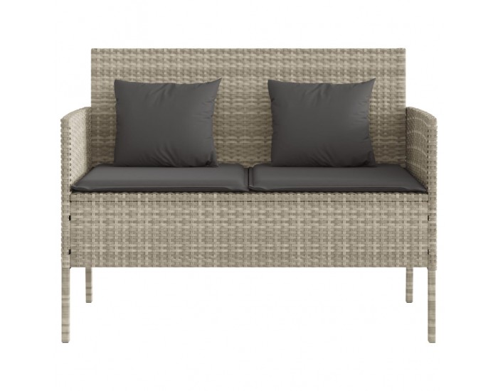 Sonata H Градинска пейка с възглавници, светлосив, полиратан