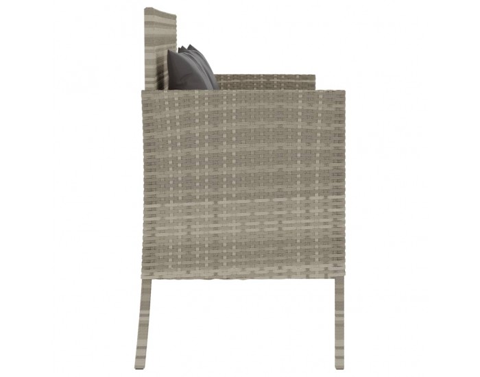 Sonata H Градинска пейка с възглавници, светлосив, полиратан