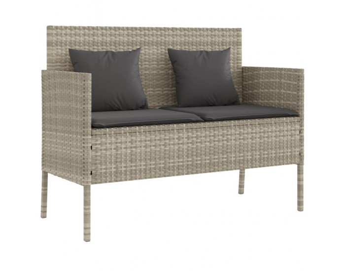 Sonata H Градинска пейка с възглавници, светлосив, полиратан