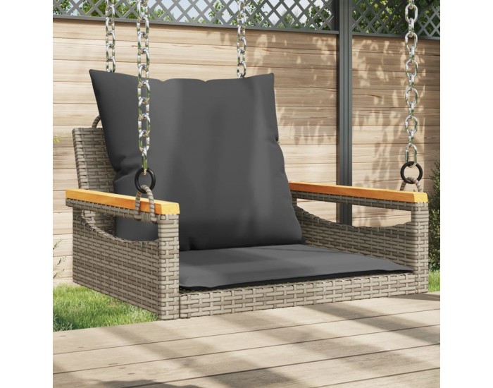 Sonata H Пейка-люлка с възглавници, сива, 63x62x40 см, полиратан