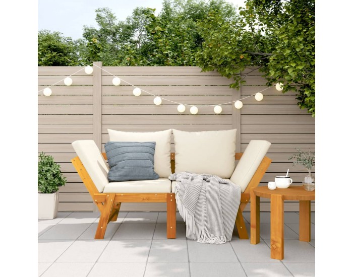 Sonata H Градинска пейка с възглавници 2-в-1, акация масив