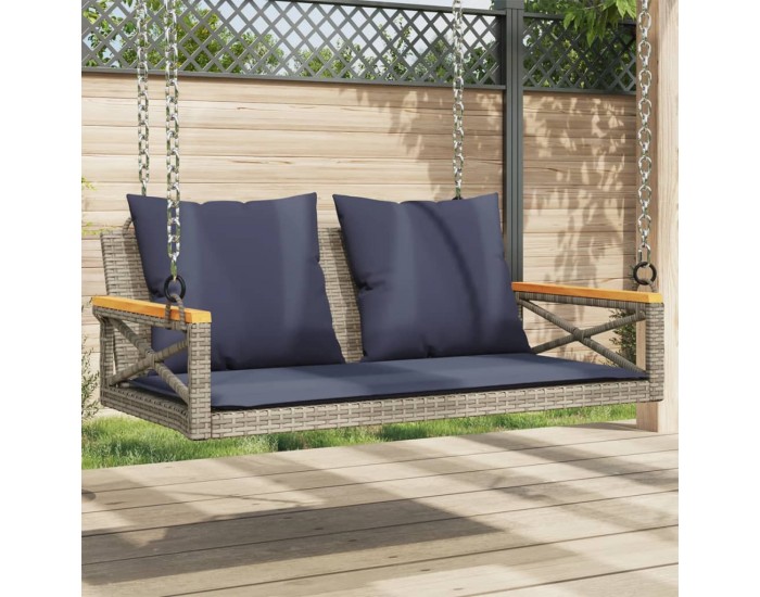 Sonata H Пейка-люлка с възглавници, сива, 109x62x40 см, полиратан