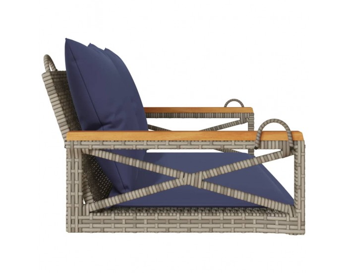 Sonata H Пейка-люлка с възглавници, сива, 109x62x40 см, полиратан